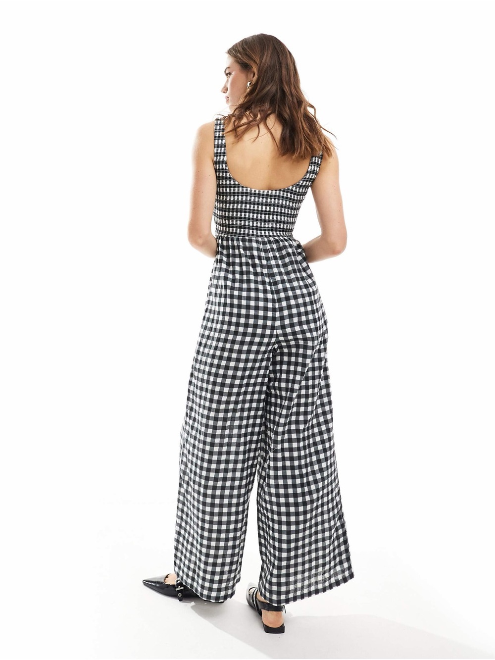 NWT ASOS Jumpsuit Wide Leg Gingham - Picture 2 of 14